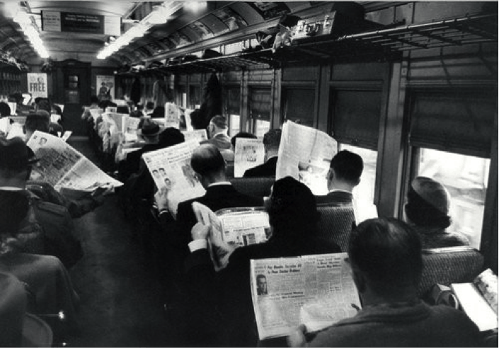 image of a commuter train several decades ago