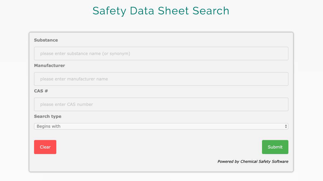 Safety Data Sheets Free Sds Database Chemical Safety