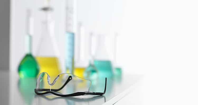 safety glasses on lab