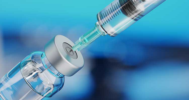 Coronavirus Vaccine in blue background